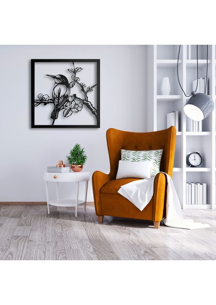 Humming Bird Metal Duvar Tablosu - 69X69, Siyah