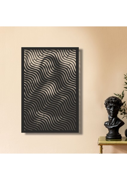 Mona Lisa Illüzyon Metal Duvar Tablosu - 67X99, Siyah