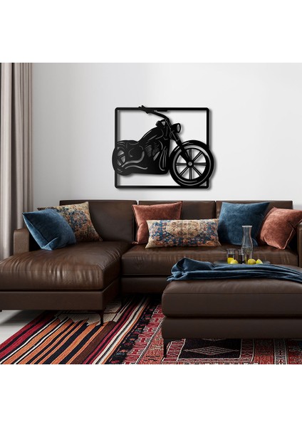 Motocycle Metal Duvar Tablosu - 49X49, Siyah