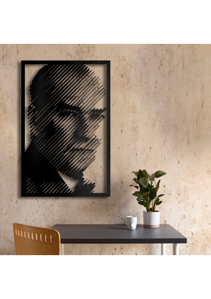 Atatürk Portresi Metal Duvar Tablosu - 45X69, Siyah