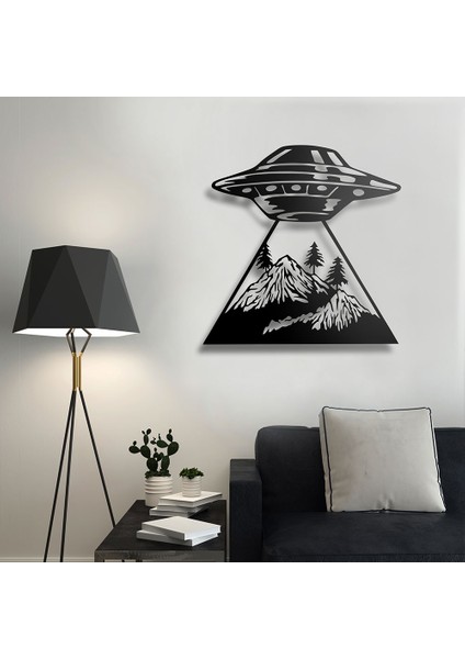 Ufo Metal Duvar Tablosu - Siyah, 49X49