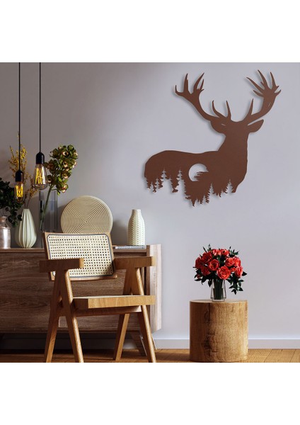 Geyik Metal Duvar Tablosu - 49X49, Bakır