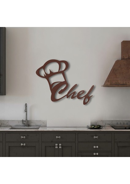 Chef Metal Duvar Yazısı - 77X99, Bakır