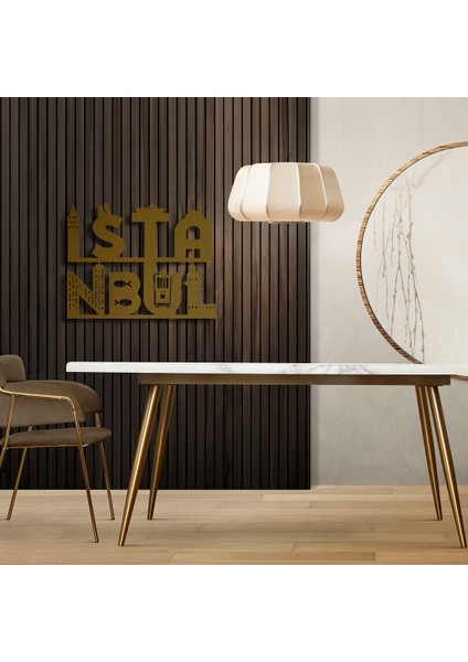 Istanbul Metal Duvar Yazısı - 56X69, Altın Sarısı