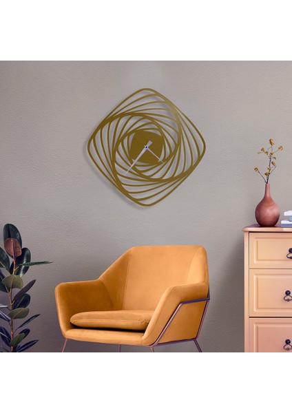 Cyclical Metal Duvar Saati - 49X49, Altın Sarısı