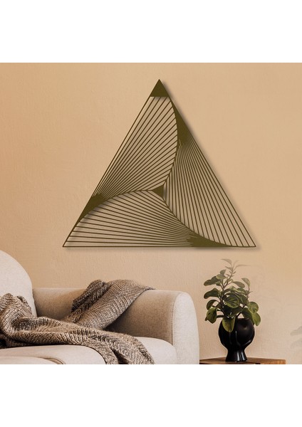 Piramit Illüzyon Metal Duvar Tablosu - 87X99, Altın Sarısı