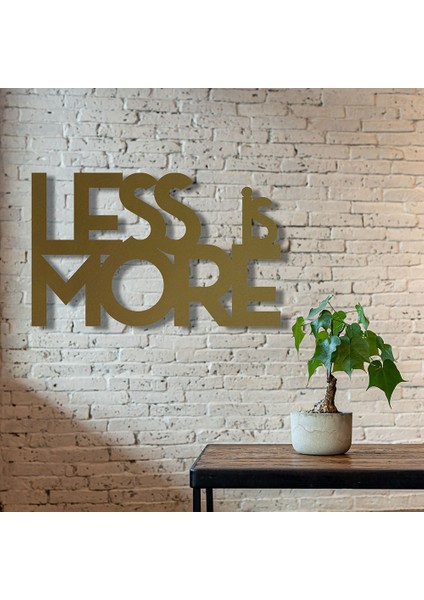 Less Is More Metal Duvar Yazısı - 61X99, Altın Sarısı