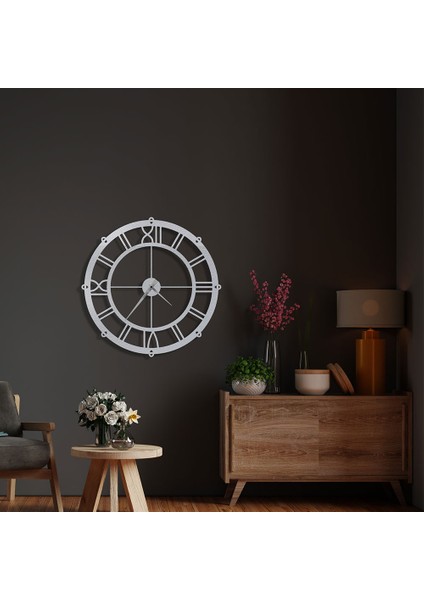 Classic Metal Duvar Saati - 69X69, Beyaz