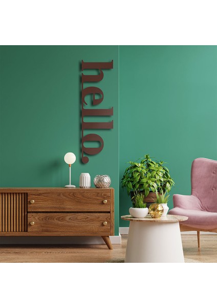Hello Metal Duvar Yazısı - 15X49, Bakır