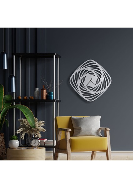 Cyclical Metal Duvar Saati - 69X69, Beyaz