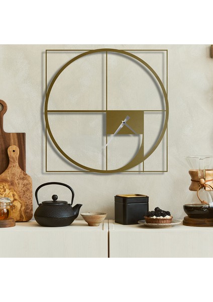 Altın Oran Metal Duvar Saati - 49X49, Altın Sarısı