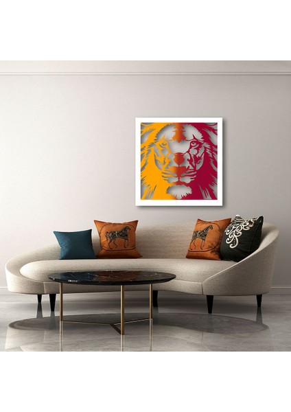 Renkli Aslan Metal Duvar Tablo - 49X49, Özel Baskı