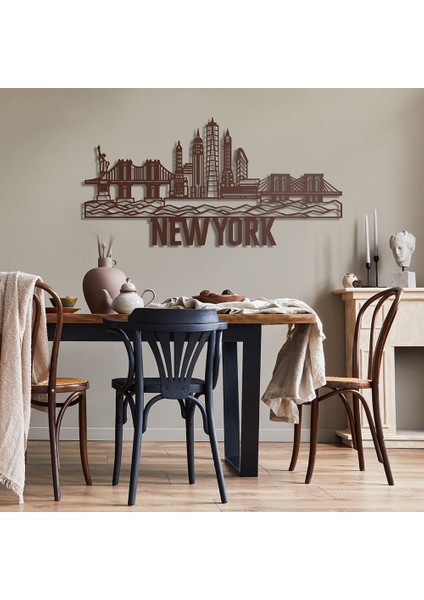 New York City Metal Duvar Tablosu - 49X99, Bakır