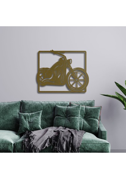 Motocycle Metal Duvar Tablosu - 49X49, Altın Sarısı