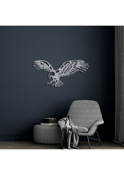 Uçan Kartal Metal Duvar Tablosu - 48X99, Beyaz