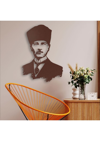 Mustafa Kemal Atatürk Metal Duvar Tablosu - 71X99, Bakır