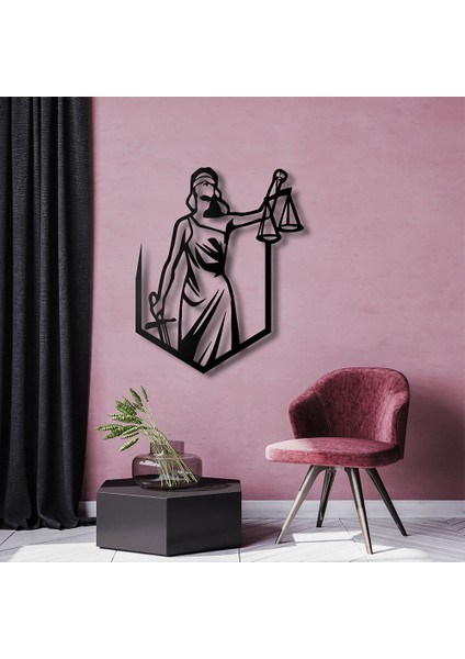 Adalet Thermis Metal Duvar Tablosu - 56X69, Siyah