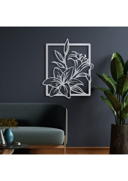 Zambak Metal Duvar Tablosu - 85X99, Beyaz