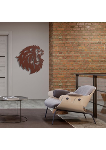 Kükreyen Aslan Metal Duvar Tablosu - 48X49, Bakır
