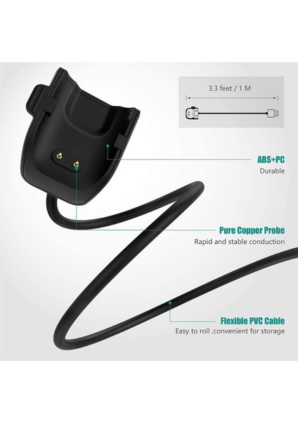Samsung Galaxy Fit 2 R220 Için USB Şarj Kablosu 15 cm Siyah - AL2731