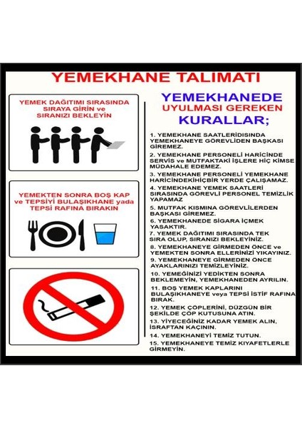 25X35 Pvc Yemekhane Talimatı