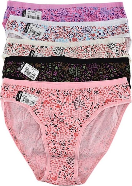0534 Kardelen 6'lı Paket Desenli Bayan Elastan Bikini Külot