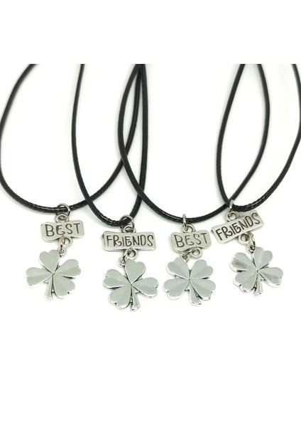 Dört 4 Yapraklı Yonca 4'lü Best Friends Bff Arkadaşlık Kolyesi
