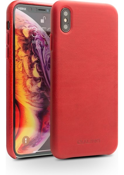 iPhone x / Xs Için Qıalıno Sığır Derisi Deri Kılıf Siyah (Yurt Dışından)