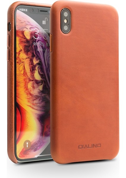 iPhone x / Xs Için Qıalıno Sığır Derisi Deri Kılıf Siyah (Yurt Dışından)