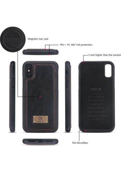 iPhone x / Xs Için Deri Kılıf Kırmızı (Yurt Dışından)