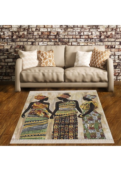 Afrika Desenli Afrikalı Kadın Halı Dijital Baskı Yıkanabilir Modern Salon Halı ve Yolluk