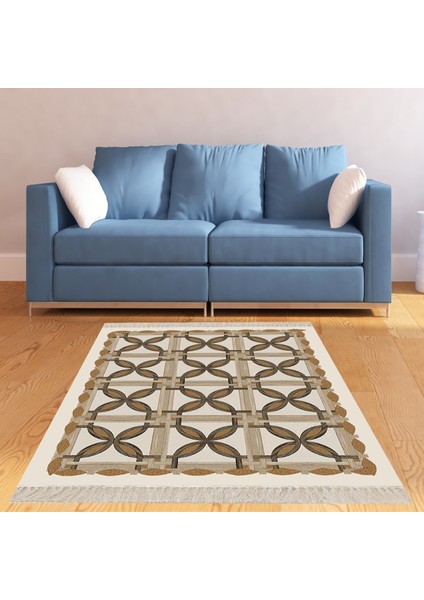Geometrik Desenli Dijital Baskı Yıkanabilir Kaymaz Taban Modern Salon Halısı ve Yolluk