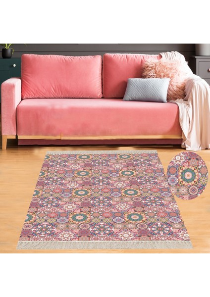 Kilim Desenli Etnik Dijital Baskı Yıkanabilir Kaymaz Taban Modern Salon Halı ve Yolluk