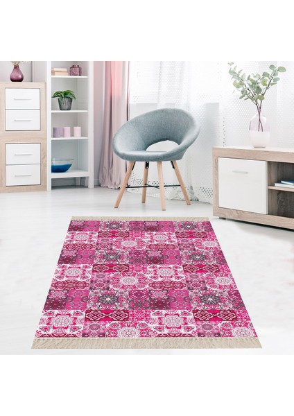 Kilim Desenli Etnik Dijital Baskı Yıkanabilir Kaymaz Taban Modern Salon Halı ve Yolluk
