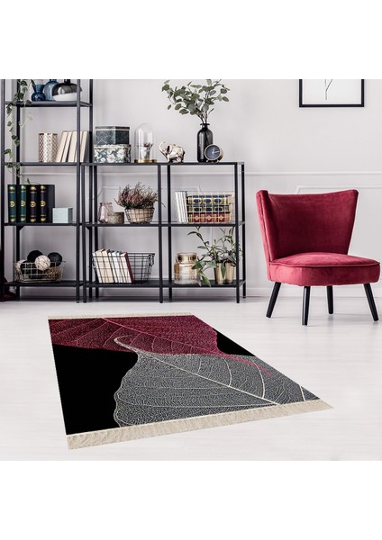 Yaprak Desenli Dijital Baskı Yıkanabilir Kaymaz Taban Modern Salon Halısı Yolluk