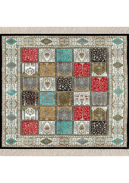 Kırkyama Patchwork Desenli Etnik Dijital Baskı Yıkanabilir Kaymaz Taban Salon Halı ve Yollu