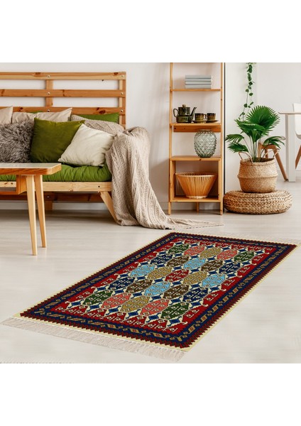 Kilim Desenli Etnik Dijital Baskı Yıkanabilir Kaymaz Taban Modern Salon Halı ve Yolluk