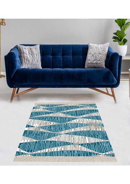 Geometrik Desenli Dijital Baskı Yıkanabilir Kaymaz Taban Modern Salon Halısı ve Yolluk