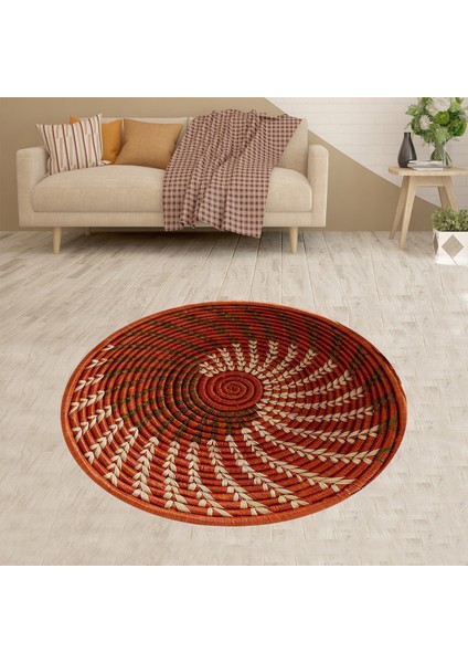 Jüt Hasır Kilim Görünümlü Dijital Baskılı Kaymaz Taban Yıkanabilir Modern Salon Halısı ve Yolluk