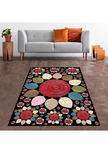 Jüt Hasır Kilim Görünümlü Dijital Baskılı Kaymaz Taban Yıkanabilir Modern Salon Halısı ve Yolluk