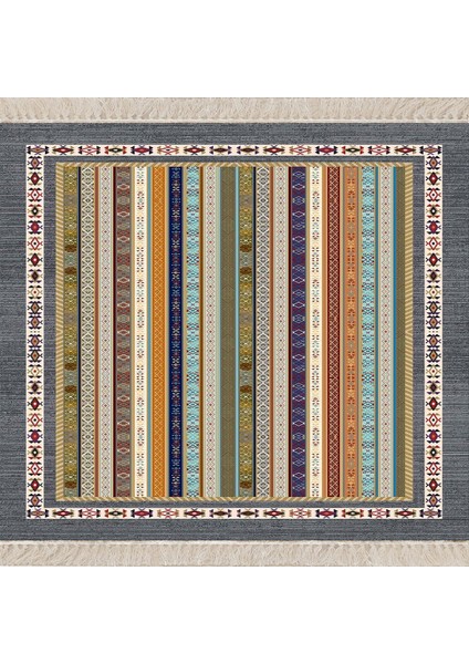 Kilim Desenli Etnik Dijital Baskı Yıkanabilir Kaymaz Taban Modern Salon Halısı ve Yolluk