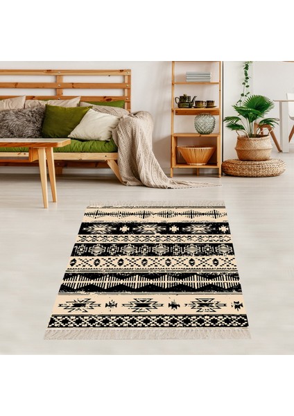 Kilim Desenli Etnik Dijital Baskı Yıkanabilir Kaymaz Taban Modern Salon Halı ve Yolluk
