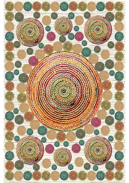 Jüt Hasır Kilim Görünümlü Dijital Baskılı Kaymaz Taban Yıkanabilir Modern Salon Halısı ve Yolluk fiyatları