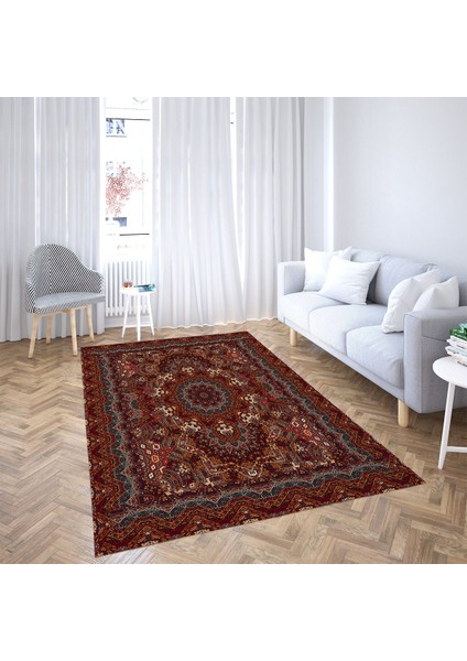 Osmanlı Desen Çerçeveli Dijital Baskı Yıkanabilir Kaymaz Taban Klasik Salon Halısı ve Yolluk fiyatları