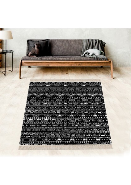 Kilim Desenli Etnik Dijital Baskı Yıkanabilir Kaymaz Taban Modern Salon Halı ve Yolluk