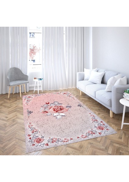 Gül Desen Çerçeveli Dijital Baskı Yıkanabilir Kaymaz Taban Vintage Salon Halısı ve Yolluk fiyatları