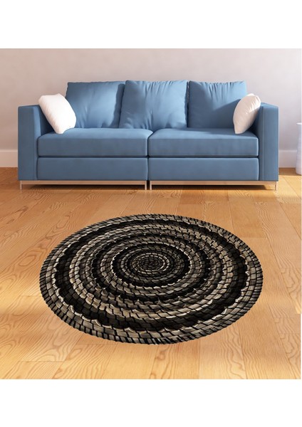 Jüt Hasır Kilim Görünümlü Dijital Baskılı Kaymaz Taban Yıkanabilir Modern Salon Halısı ve Yolluk