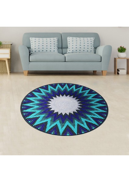 Jüt Hasır Kilim Görünümlü Dijital Baskılı Kaymaz Taban Yıkanabilir Modern Salon Halısı ve Yolluk