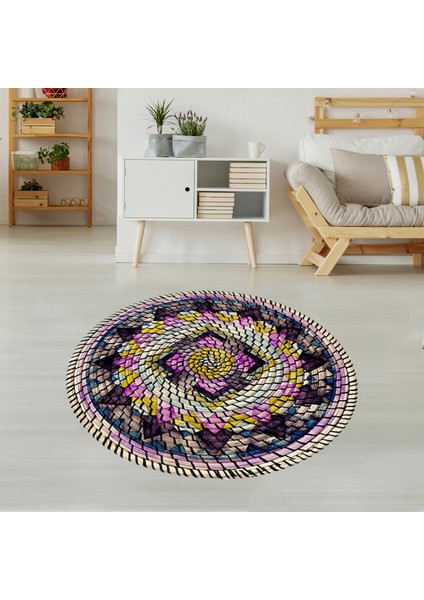 Jüt Hasır Kilim Görünümlü Dijital Baskılı Kaymaz Taban Yıkanabilir Modern Salon Halısı ve Yolluk