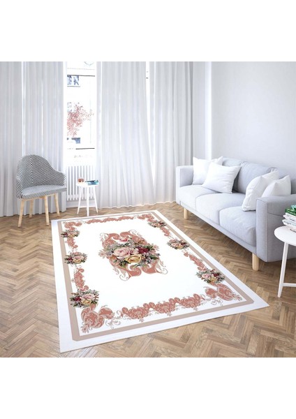 Gül Desen Çerçeveli Dijital Baskı Yıkanabilir Kaymaz Taban Vintage Salon Halısı ve Yolluk fiyatları